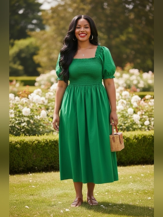 Old Navy Dresses & Skirts - Old Navy XXL Green Balloon Sleeve Dress/ Side Pockets